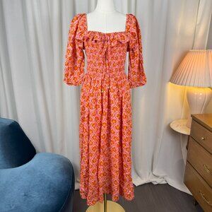 Free People Oasis Smocked Bodice Sundress in Heat Wave size Large NWOT